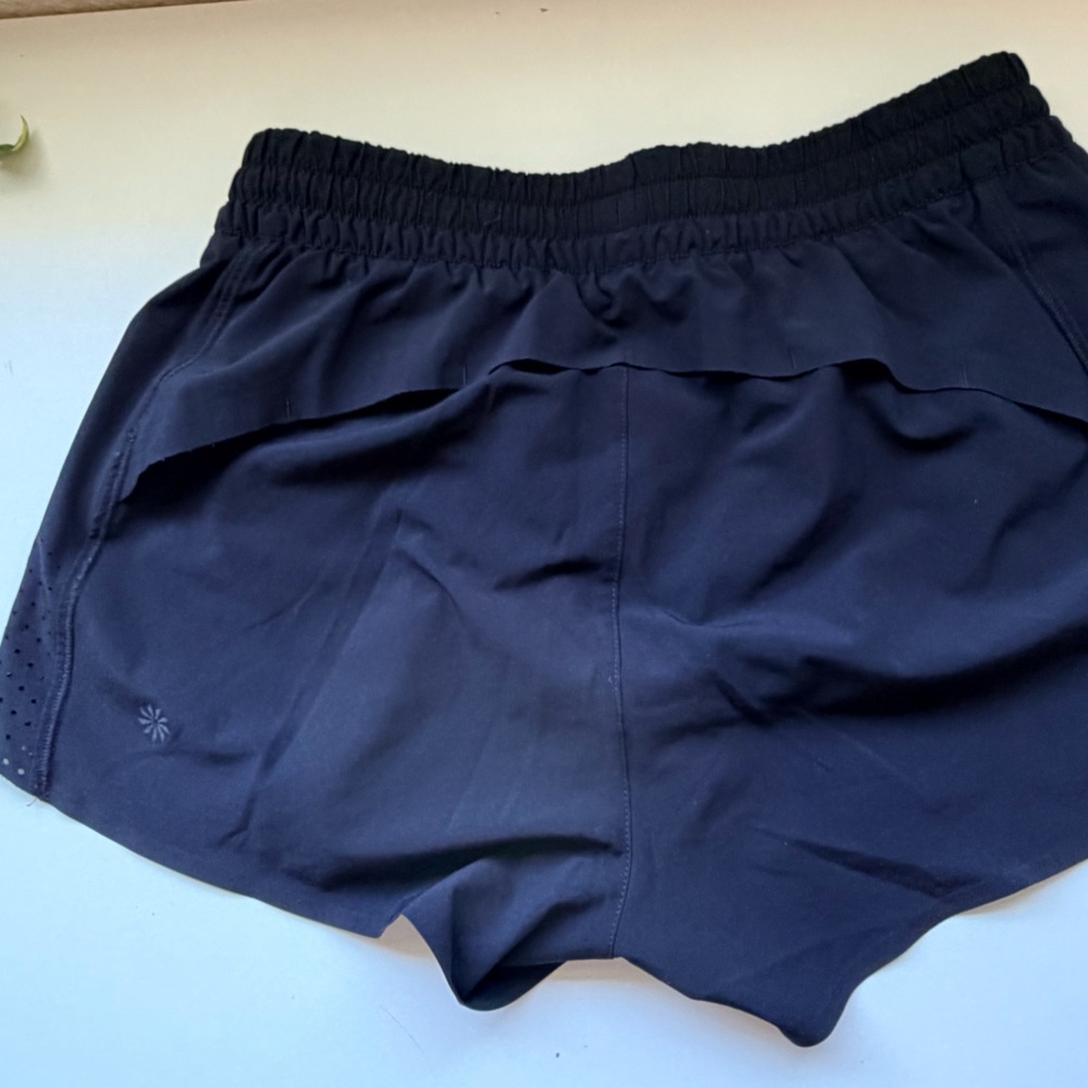 Athleta Black Layered Athletic Shorts with Perforated Detail - Picture 2 of 3